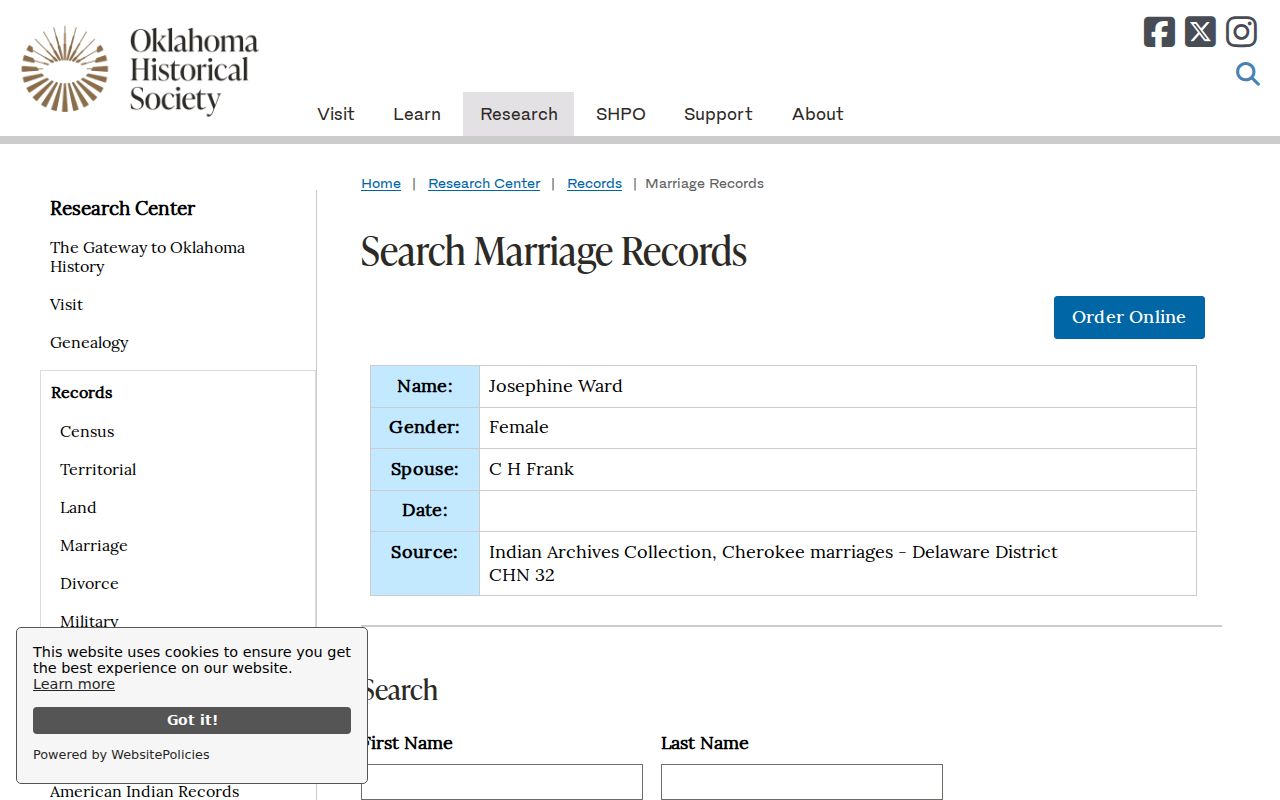 Edmond city directory household research with the Oklahoma Historical Society marriage index