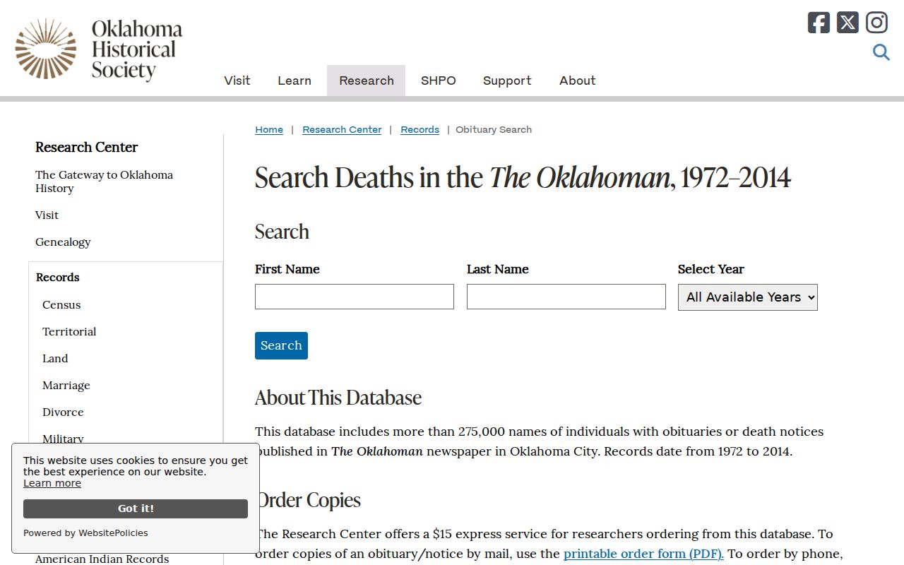 Edmond city directory research using the Oklahoma Historical Society obituary index